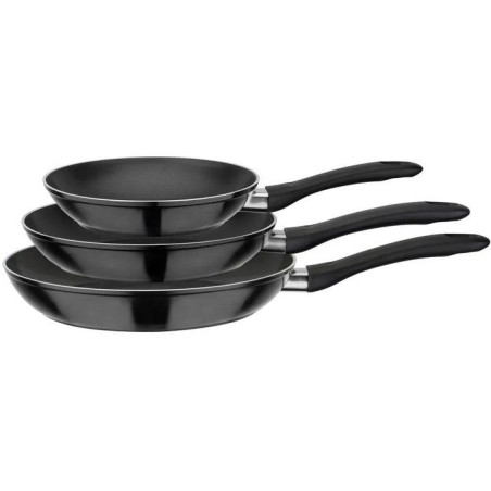Set de poeles - GSW - NOVA NOIR - 3 pieces - 20/24/28 cm - Aluminium forgé - Revetement VITAFLON - Induction