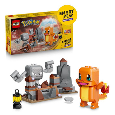 LEGO Pokémon 72157 - Set de construction compatible SMART Play™ - Salameche et Racaillou, Combat dans la grotte - Des 6 ans