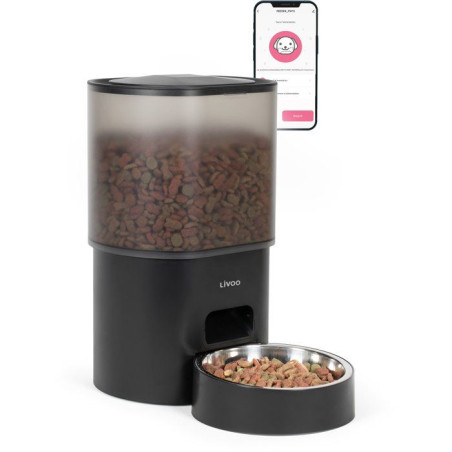 Distributeur de croquettes automatique - LIVOO - PET106 - Capacité 3 L - Compatible chats et chiots - Connecté TUYA