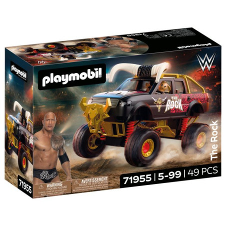PLAYMOBIL 71955 WWE Le Monster Truck de The Rock, Légende du catch a collectionner, 49 pieces, des 5 ans