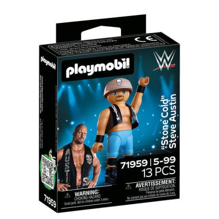 PLAYMOBIL 71959 WWE «&nbsp;Stone Cold&nbsp;» Steve Austin, Légende du catch a collectionner, 13 pieces, des 5 ans