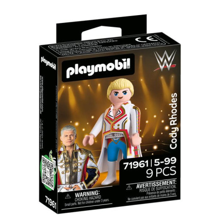 PLAYMOBIL 71961 WWE Cody Rhodes, Légende du catch a collectionner, 9 pieces, des 5 ans