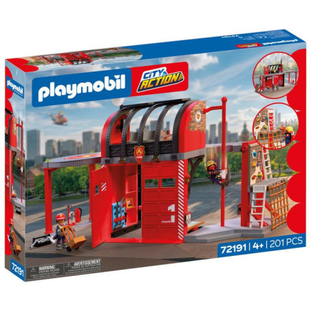 PLAYMOBIL 72191 Grande caserne de pompiers, City Action les pompiers, 201 pieces, des 4 ans