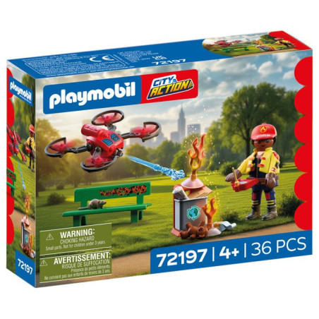 PLAYMOBIL 72197 Drone de pompiers avec fleches d'eau, City Action les pompiers, 36 pieces, des 4 ans