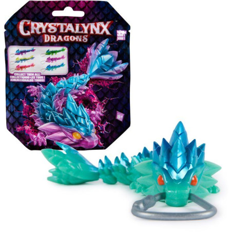 Crystalynx - Pack Mini Dragon articulé 15 cm - Accroche porte-clés incluse - SPINMASTER - Modele aléatoire - Des 8 ans