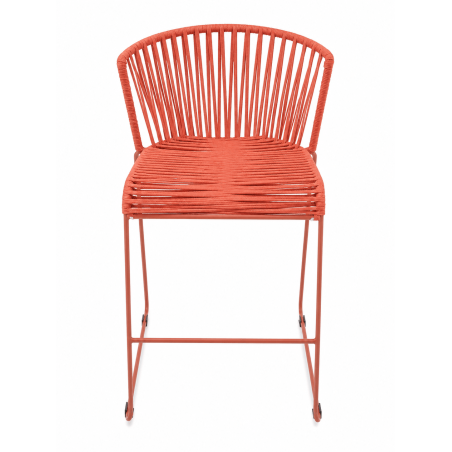 Tabouret de bar en corde tressée terracotta