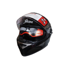 SHODAN casque intégraldouble visière SH-09B TAILLE S noir brillant et solide
