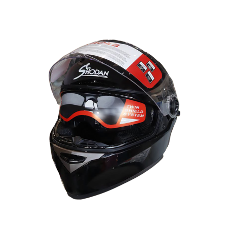 SHODAN casque intégraldouble visière SH-09B TAILLE M noir brillant et solide