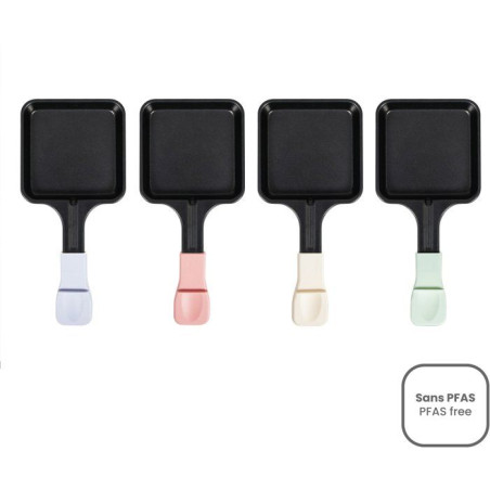 Lot de 4 caquelons a raclette - LIVOO - MEN438 - revetement antiadhésif sans PFAS - 8 x 8 cm - compatibles appareils a raclette