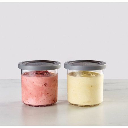 Lot de 2 pots avec couvercles pour machines a glaces NINJA – Compatible CREAMi NC302EU/NC300 - Sans BPA - Lavable lave-vaissel