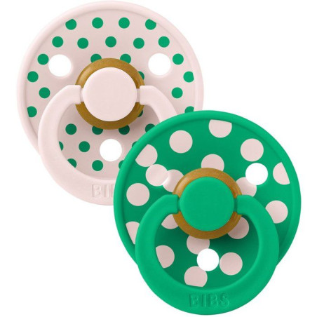 Sucette bébé - BIBS Studio Colour - Ronde - T1 - Caoutchouc naturel - Petal Cactus - Pack de 2