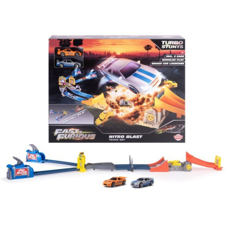 Dickie - Fast&Furious - Piste Nitro - Double piste de 148cm - Propulseurs - Sauts - Echelle 1/64eme - Des 3 ans