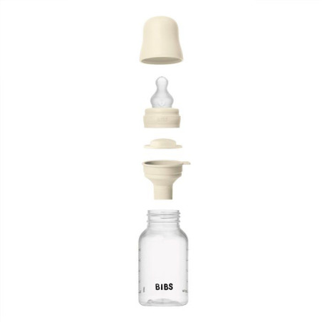 Biberon bébé - BIBS - Embout rond - Silicone - 150 ml - Débit moyen - Ivory