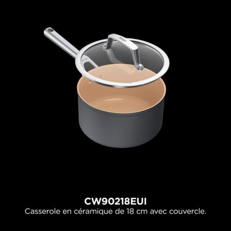 Casserole en céramique - Ninja - ExtendedLife CW90218EUI - 18 cm avec couvercle - Sans PFAS ni PFOA - Garantie 5 ans