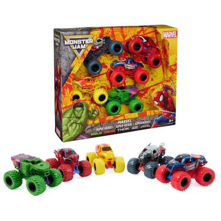 Pack de 5 Véhicules Marvel Die-Cast 1:64 Monster Jam - Hulk, Iron Man, Thor... - SPIN MASTER - A partir de 3 ans