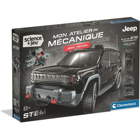 Jeep Recon - CLEMENTONI - Mon Atelier Mécanique - Des 8 ans - Fabriqué en Italie - Coffret de construction enfant