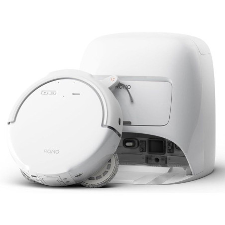 DJI ROMO S - Robot Aspirateur Laveur avec Station - 25 000 Pa - Détection de Niveau Drone - 200 Jours sans Maintenance
