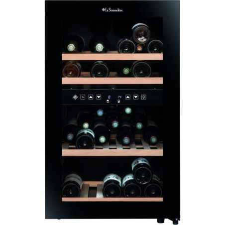 Cave a vin de service - LA SOMMELIERE - SLS45DZ - 45 bouteilles - Porte vitrée - Classe G - 49,5 x 58 x 84 cm - Noir