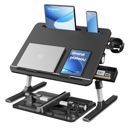 Table de Lit SONGMICS ISLAND Bureau Pliable Réglable - Noir