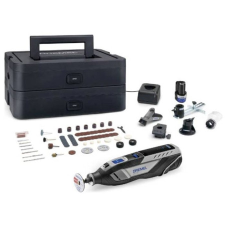 Dremel 8250 Outil Rotatif Multifonction Sans-fil 12V, 65 acc, 5 adaptations, 1 batterie 2Ah, de 5.000 a 30.000 tr/min
