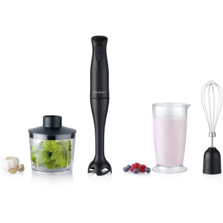 Mixeur plongeant 3-en1 - SEVERIN - SM3762 - 350 W - Pied amovible - Gobelet doseur 700 ml + Mini Hachoir + Fouet - Noir