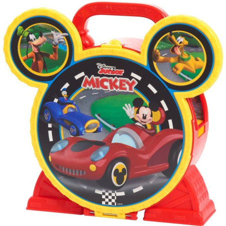 Garage transportable - DISNEY - Mickey Mouse Stow N' Go - 12 accessoires - 2 véhicules inclus