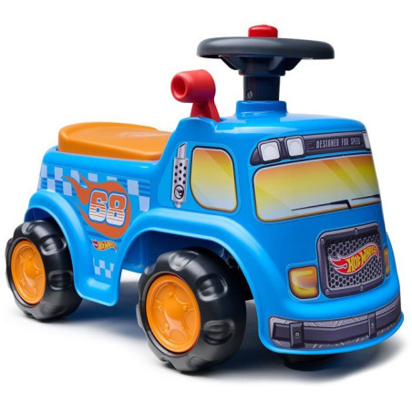 Porteur - FALK - Camion Hot Wheels - Assise ouvrante - Volant avec klaxon - Plaque personnalisable - Des 12 mois