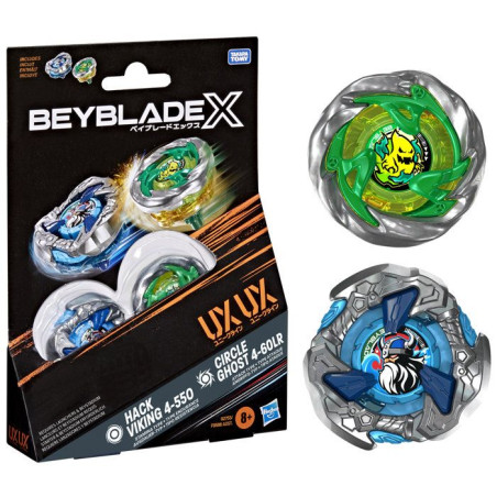 Beyblade X Dual Pack Circle Ghost 4-60LR UX et Hack Viking 4-55O UX, 2&nbsp;toupies de combat Takara Tomy a rotation droite, des 8&nbsp;