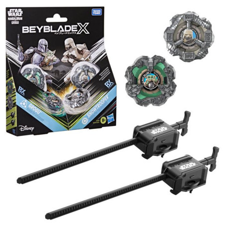 Beyblade X Star Wars Collab, Grogu vs. Snowtrooper, 2 toupies de compétition Takara Tomy, 2 lanceurs, jouets Star Wars, des 8 a