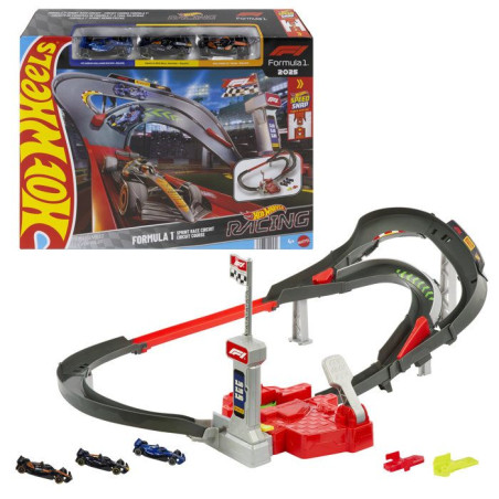 Coffret circuit - HOT WHEELS - Circuit Course F1 - 3 véhicules 1/64 inclus - Modes infini et course - Des 5 ans