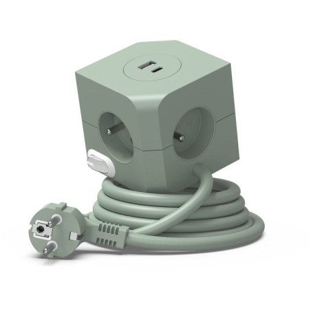 Cube multiprise avec double port USB - LINK2HOME - 4 prises secteur 16A - 2 ports USB - 3680 W max - Vert