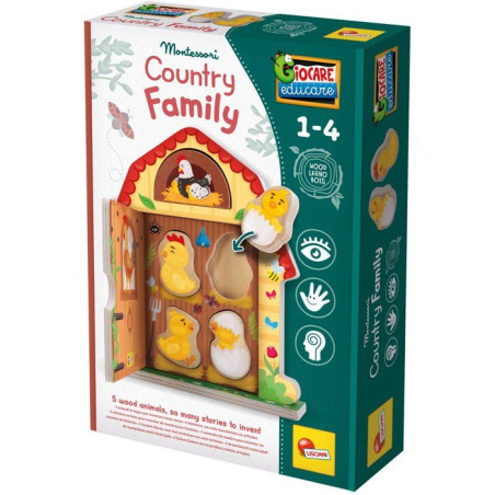 Jouer et Apprendre Famille de la Campagne - Jeu d'éveil en bois - LISCIANI - Logique et imagination