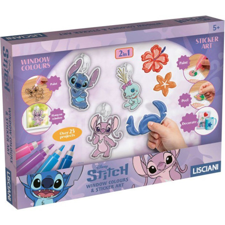 Stitch & Angel Fenetres a Décorer - Coffret créatif - LISCIANI - Vitraux décoratifs - Autocollants personnalisés