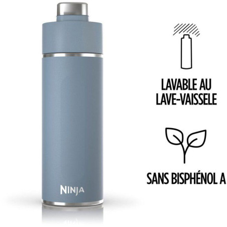 Gourde isotherme Thirsti - NINJA - Bleu Denim - 530 ml - Acier inoxydable