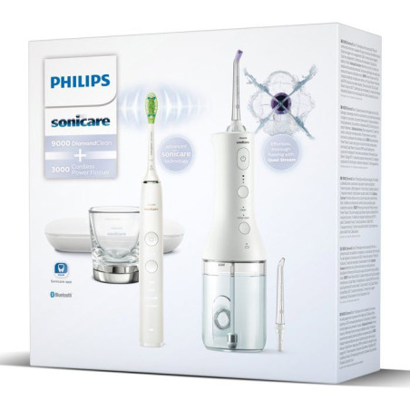 Brosse a dents électrique et jet dentaire - PHILIPS - HX3886/41 - DiamondClean 9000 - Power Flosser - blanc