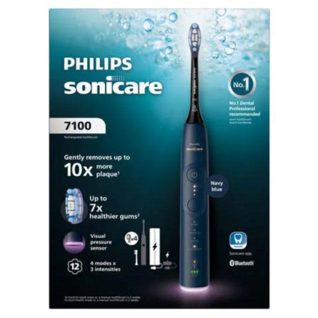 Brosse a dents électrique sonique - PHILIPS - HX7423/08 - Série 7100 - bleue - Bluetooth