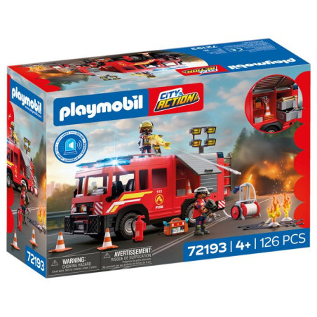 PLAYMOBIL 72193 Camion VSAV de pompiers, City Action les pompiers, 126 pieces, des 4 ans