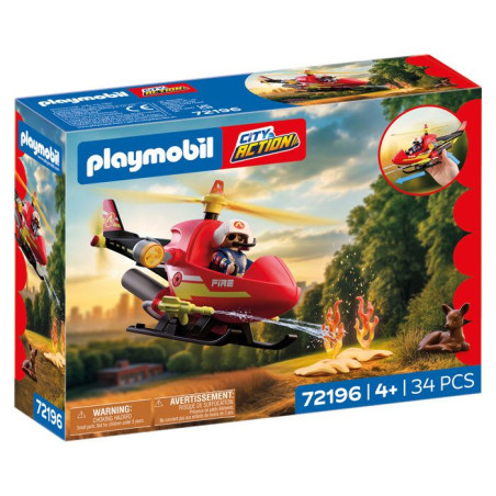 PLAYMOBIL 72196 Hélicoptere de pompiers, City Action les pompiers, 34 pieces, des 4 ans
