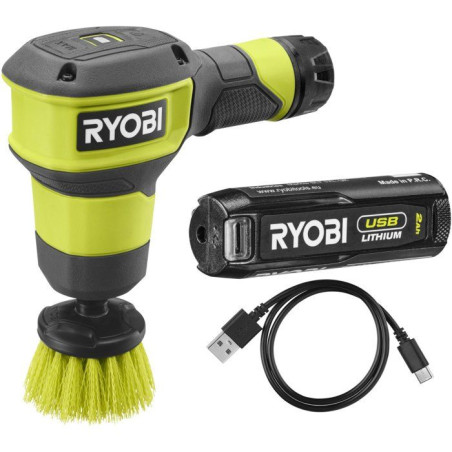 RYOBI Brosse de nettoyage 4V USB Lithium multisurfaces - batterie 2Ah + chargeur - RSCR4-120G