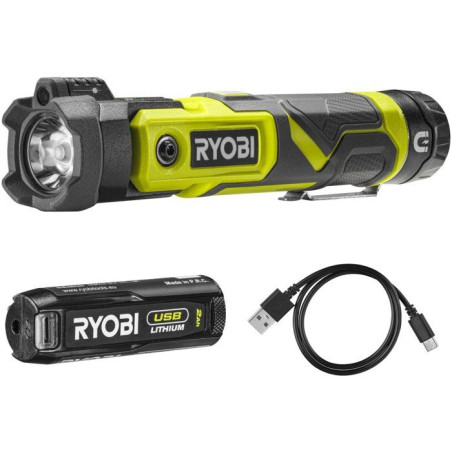 RYOBI Lampe torche 4V USB Lithium - batterie 2Ah + chargeur - RLP4-120G