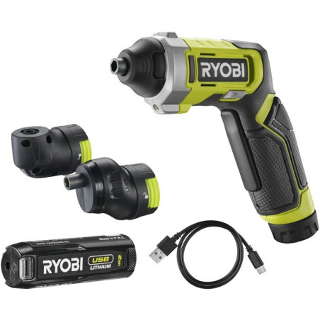 RYOBI Tournevis 4V USB Lithium angles et tiroirs - batterie 2Ah + chargeur - RSD4-120TA2
