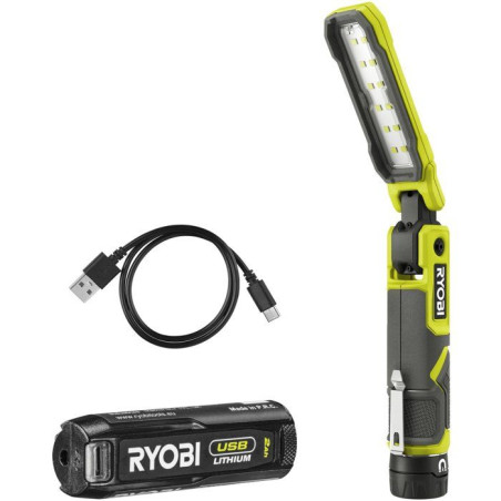 RYOBI Lampe de travail magnétique 4V USB Lithium 650 lumens - batterie 2Ah + chargeur - RLI4-120G