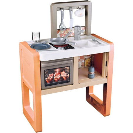 Cuisine pour enfant - Smoby - Modele Vanille - Des 3 ans - 11 Accessoires - Fabriqué en France - Four, Plaque de Cuisson, Évier