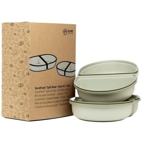 SUREFEED Bol double SureFeed - Lot de 2 (gris)