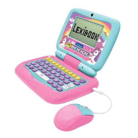 LEXIBOOK - Power Kid ordinateur portable éducatif parlant bilingue Licorne – 40 activités en français et anglais