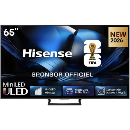 Hisense 65U7SE - TV ULED MiniLED 65 (164 cm) - 4K UHD 3840x2160 - 144 Hz - HDR10+ - Caisse basses intégré - Smart TV - 4xHDMI