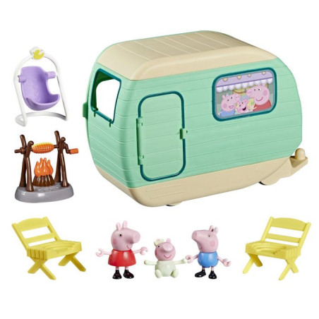 Peppa Pig La caravane des trois petits cochons, coffret de 3&nbsp;figurines avec Bébé Evie, jouets préscolaires pour enfants, des