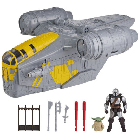 Véhicule Mandalorian Razor Crest et coffret 2-en-1 de 35&nbsp;cm et figurines Mandalorien et Grogu, jouets pour enfants, des 4&nbsp;ans