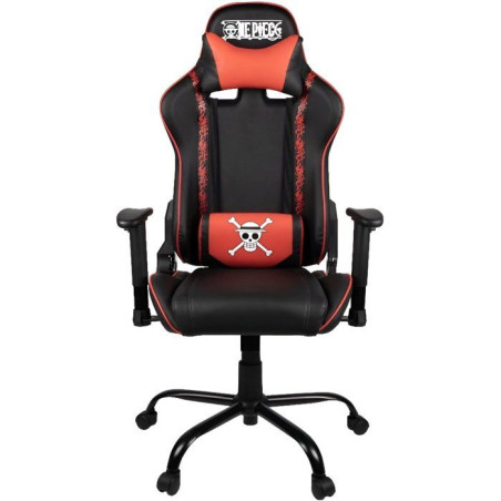Chaise de bureau gaming - KONIX - One Piece - Inclinaison siege 150° - Cuir - Coussin lombaires et cervicaux réglable - Noir