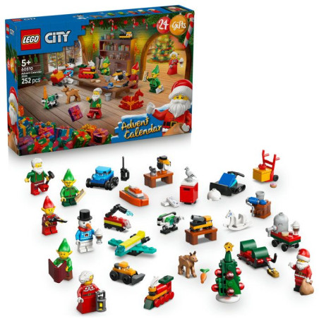 LEGO City 60510 - Calendrier de l'Avent 2026 - 24 Surprises + Tapis Atelier du Pere Noël - Set pour Enfant - A partir de 5 ans